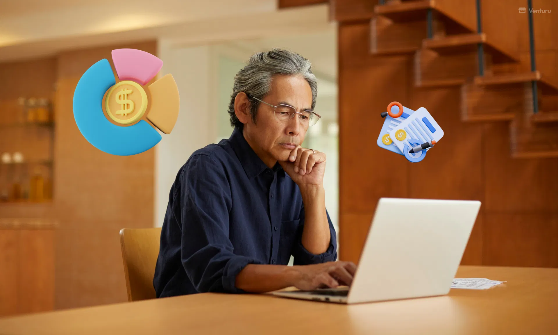 Person contemplating their computer