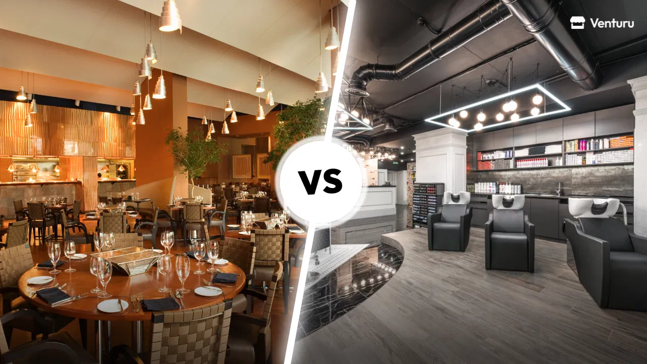 Restaurant vs Retail Image showing a restaurant and a nail salon next to each other