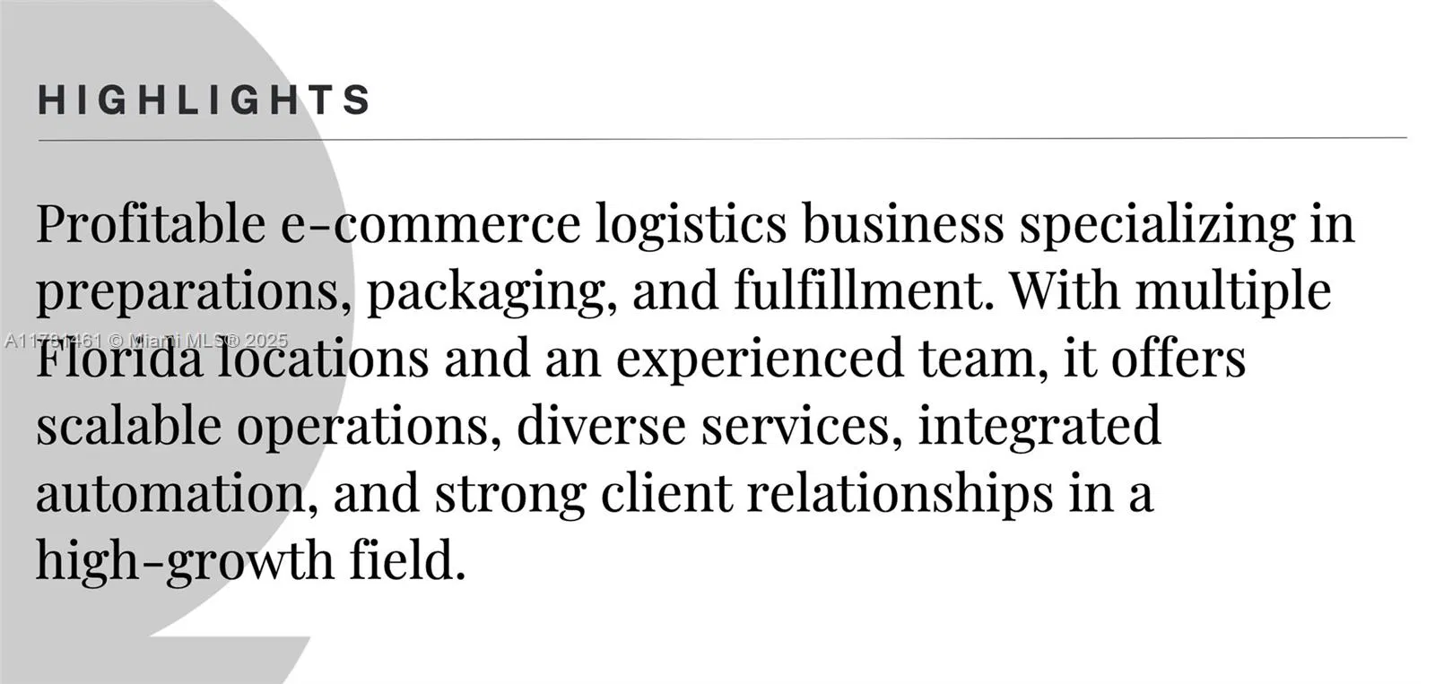 Established Logistics and Fulfillment Business with Two Florida Locations