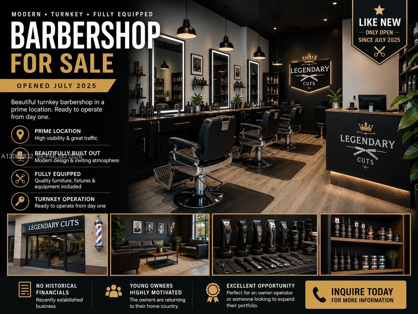 Turnkey Barbershop Assets with Quality Fixtures
