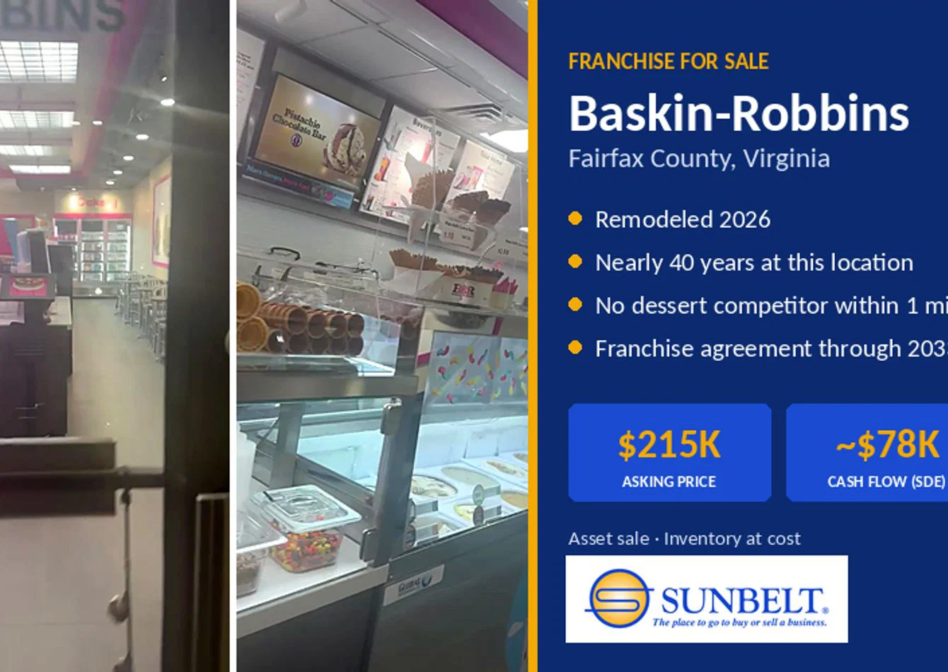 Established Baskin Robbins Franchise with Prime Location and Strong History