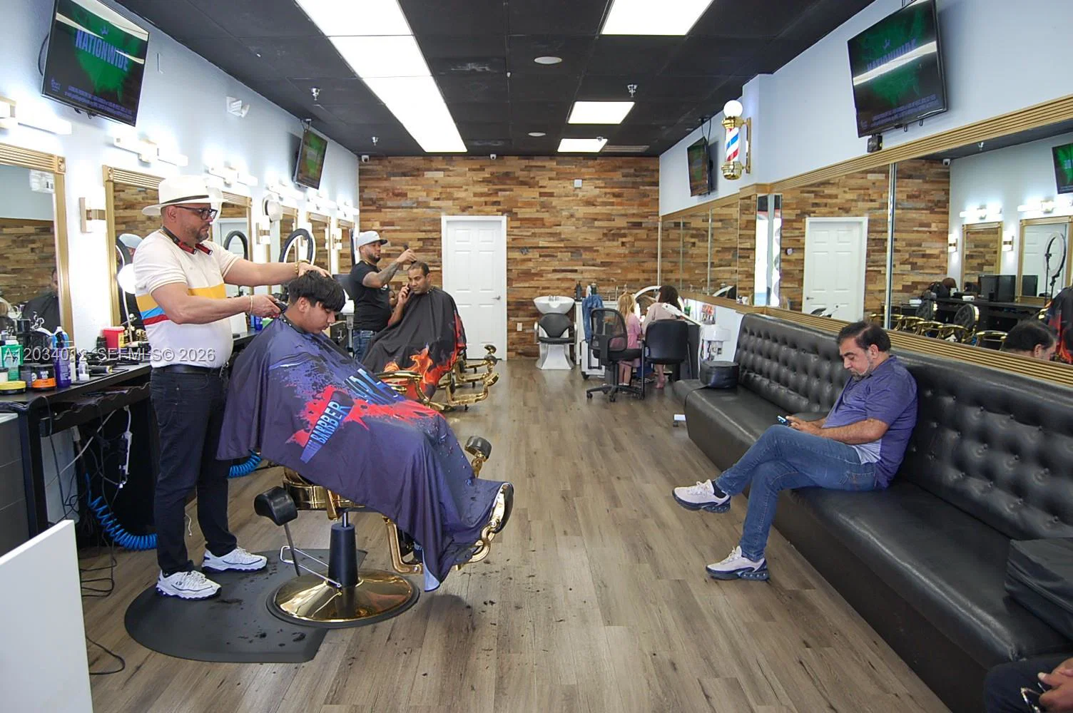 Complete Barbershop Equipment Package with 6 Chairs