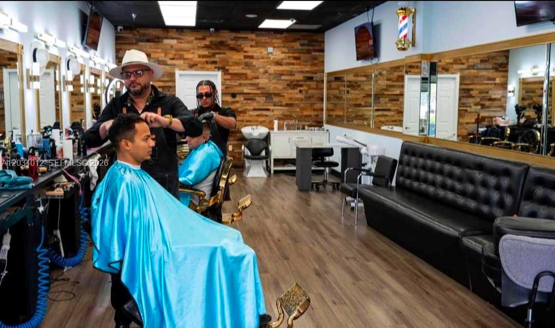 Complete Barbershop Equipment Package with 6 Chairs