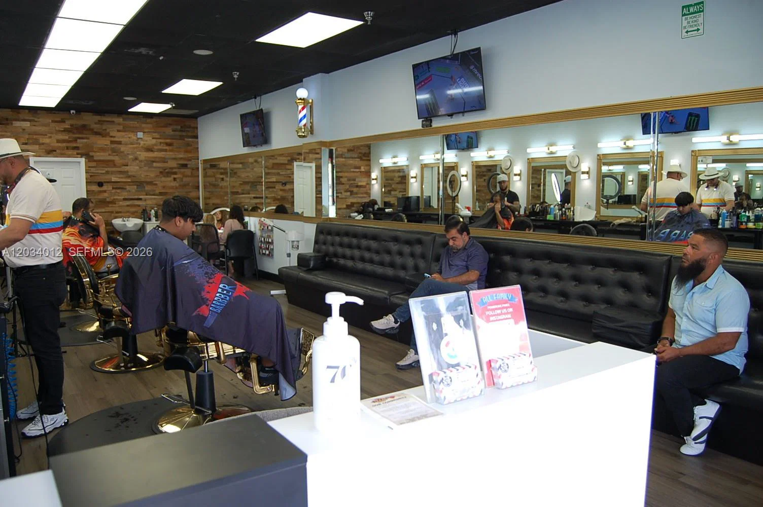 Complete Barbershop Equipment Package with 6 Chairs